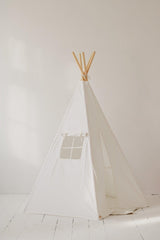 Teepee Tent “Snow White” + "White and Grey" Leaf Mat Set - Sumiye Co