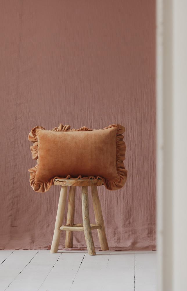 Pillow with Frill “Caramel” Soft Velvet | Kids Room & Nursery Decor - Sumiye Co