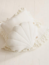 Pillow with Frill “White” Soft Velvet | Kids Room & Nursery Decor - Sumiye Co