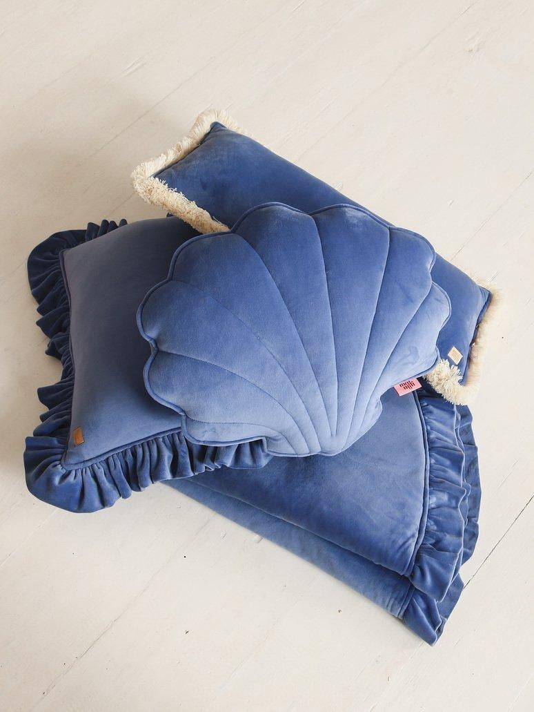 Shell Pillow Soft Velvet "Sapphire" | Kids Room & Nursery Decor - Sumiye Co