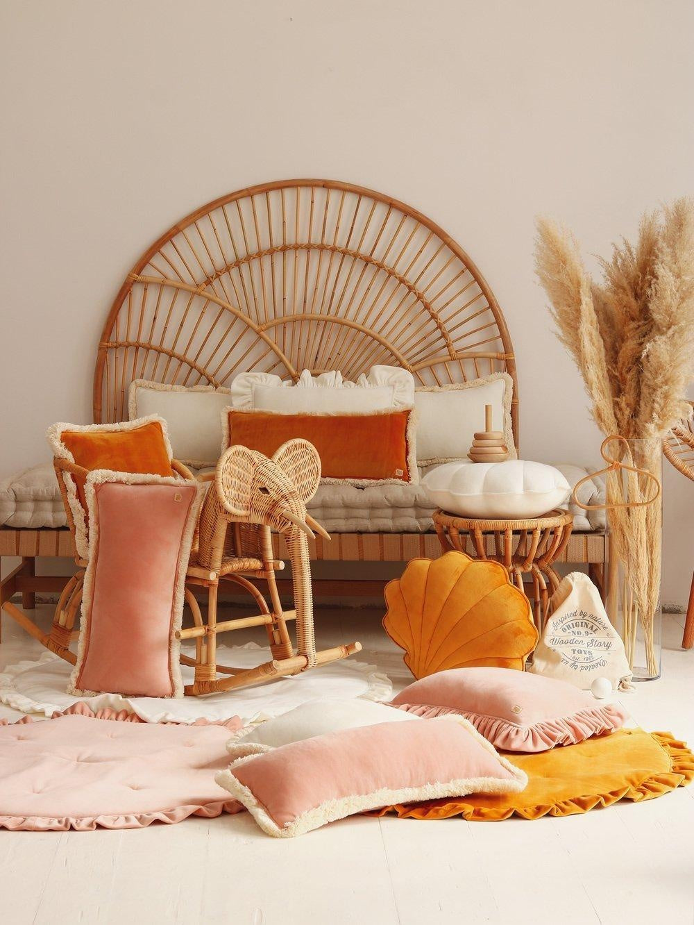 Shell Pillow Soft Velvet “White” | Kids Room & Nursery Decor