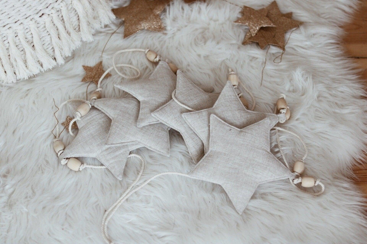 Stars Garland Linen “Sand Star Dust” | Nursery & Kids Room Decor - Sumiye Co