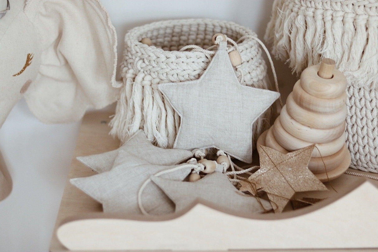 Stars Garland Linen “Sand Star Dust” | Nursery & Kids Room Decor - Sumiye Co