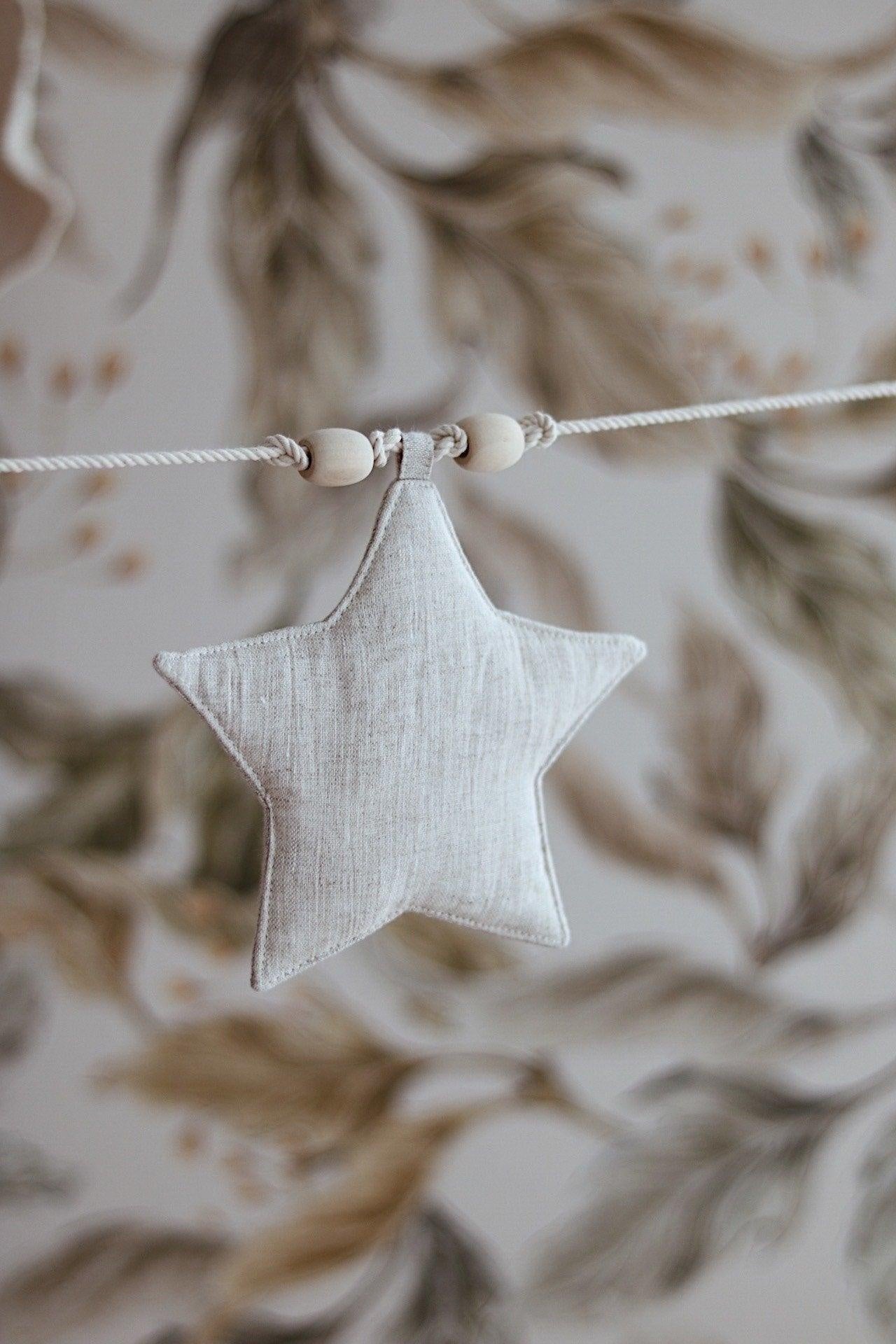 Stars Garland Linen “Sand Star Dust” | Nursery & Kids Room Decor