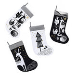 Winter Animals Stocking - White on Black - Sumiye Co