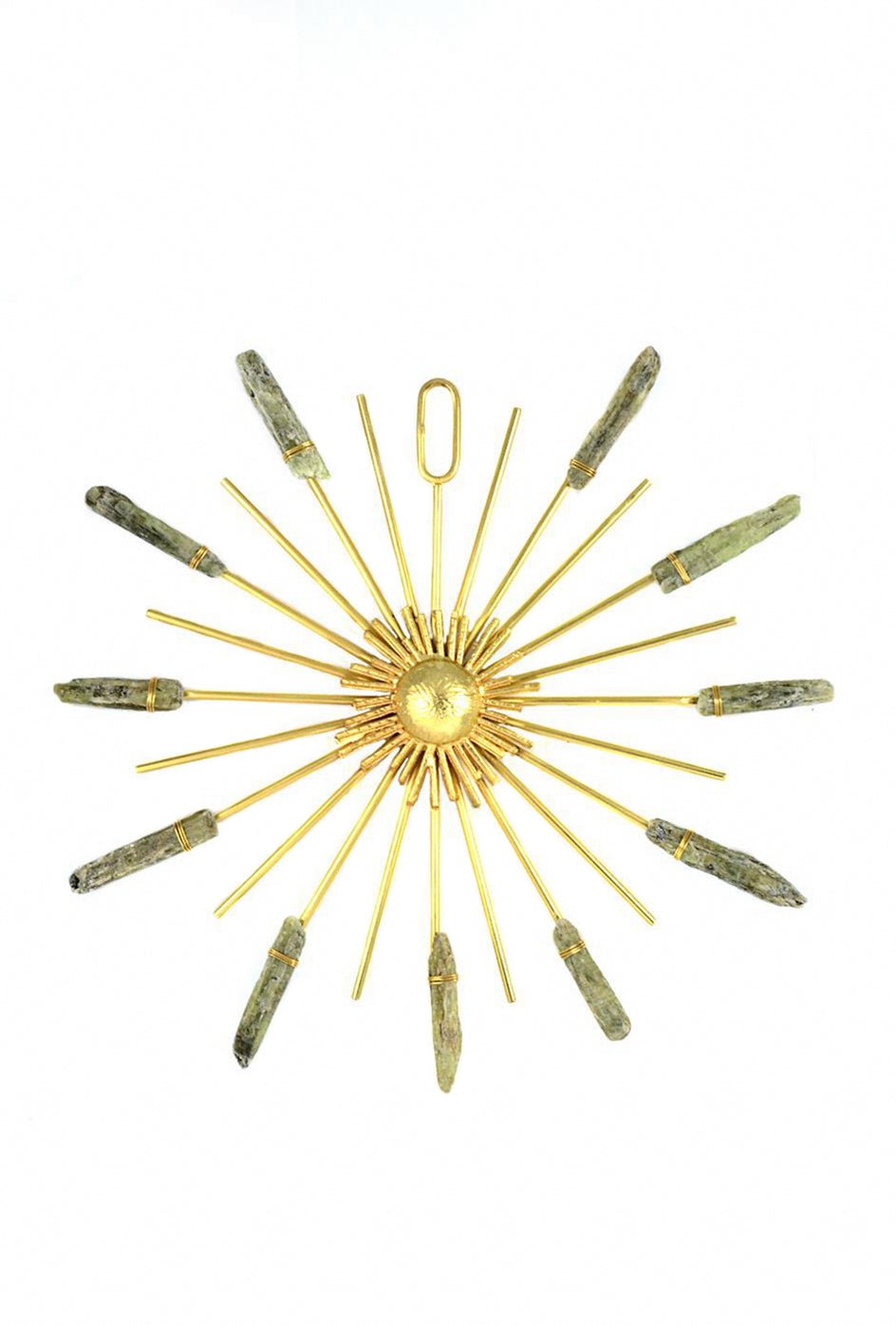 Sunburst Healing Crystal Grid Gold Green Kyanite