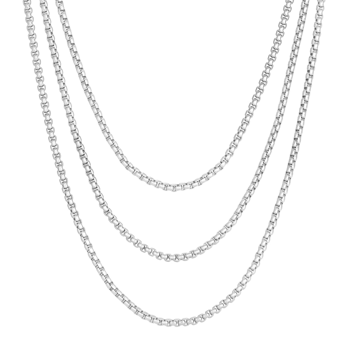 3mm Triple Layer Thin Luciana Box Chain Necklace - Sumiye Co