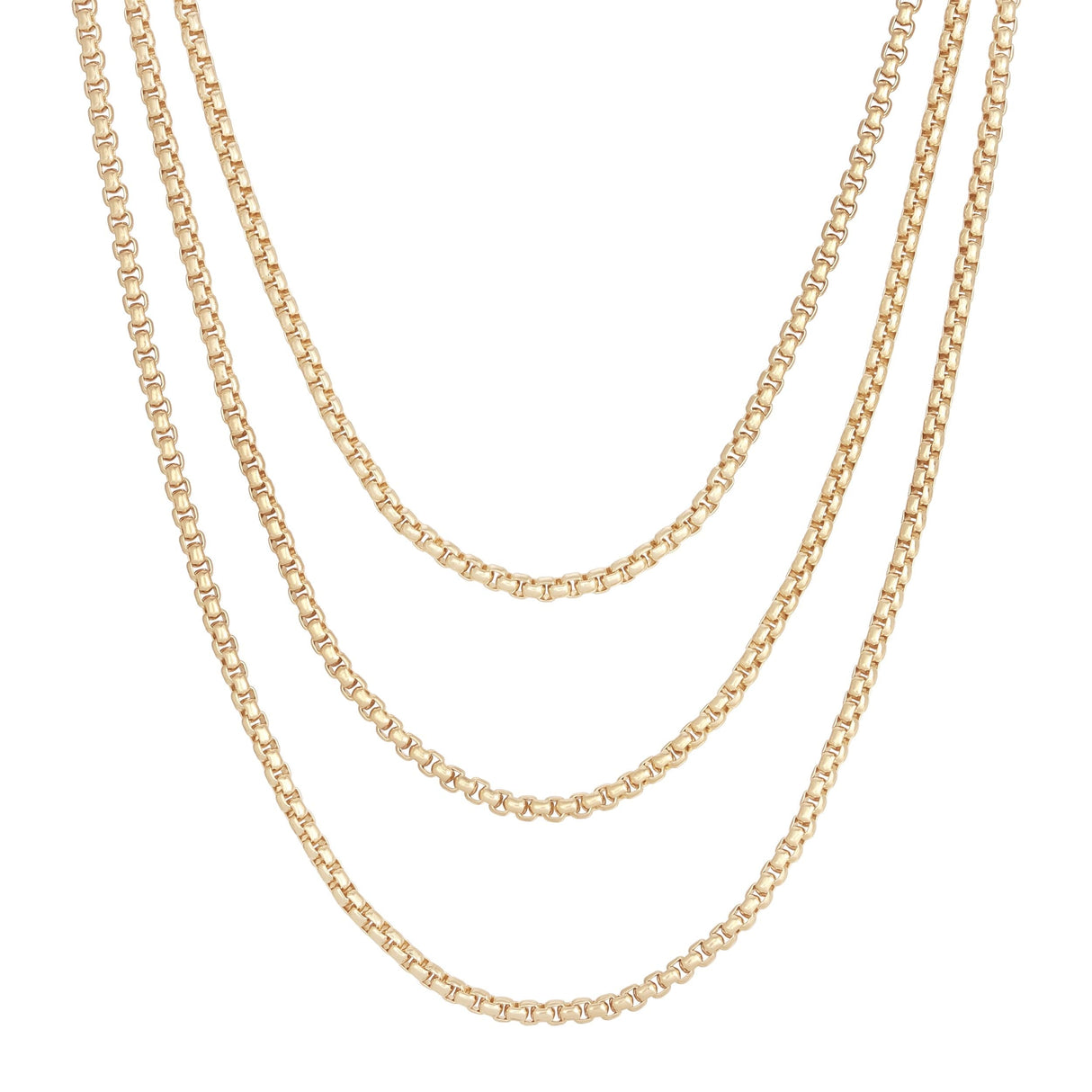 3mm Triple Layer Thin Luciana Box Chain Necklace - Sumiye Co