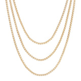 3mm Triple Layer Thin Luciana Box Chain Necklace - Sumiye Co