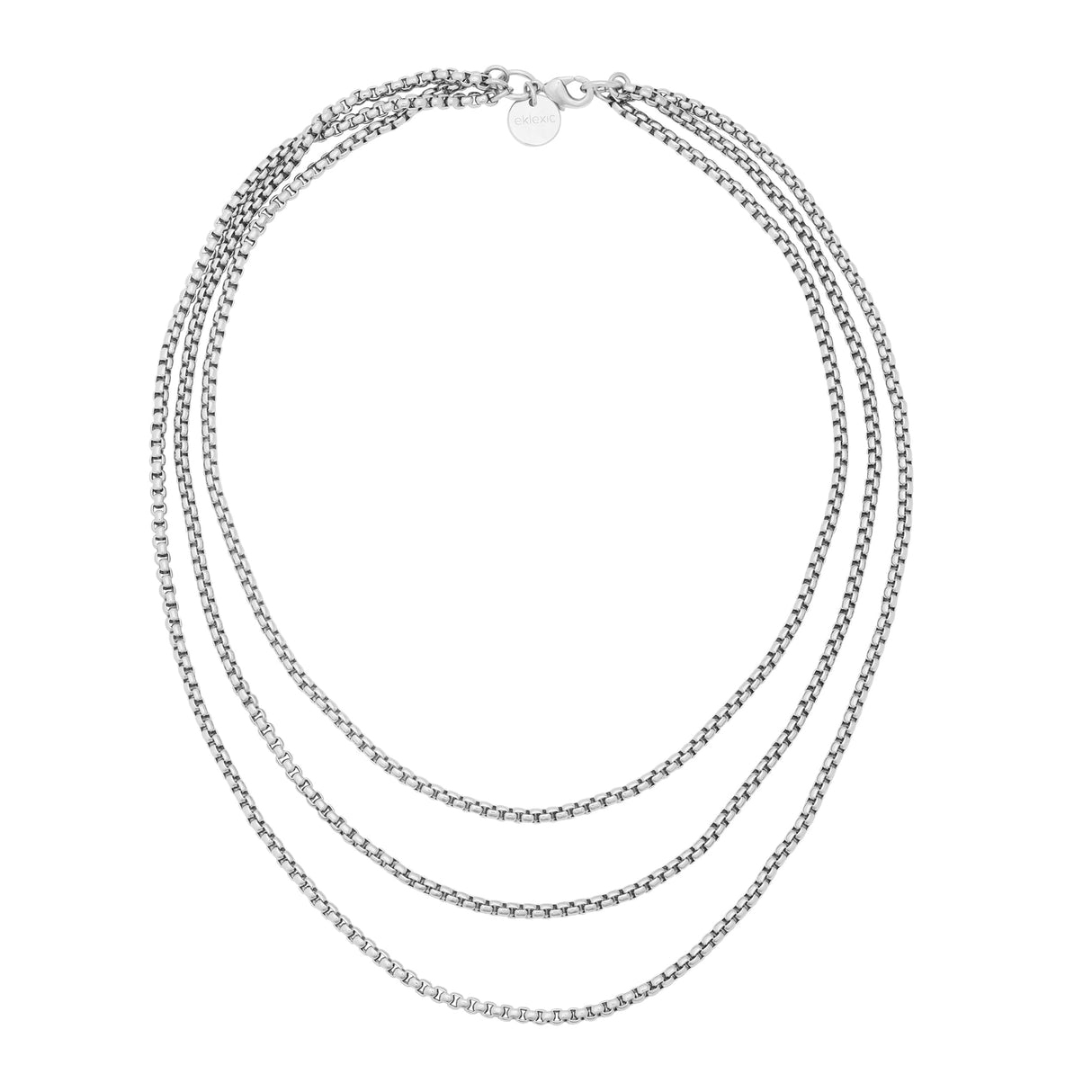 3mm Triple Layer Thin Luciana Box Chain Necklace - Sumiye Co