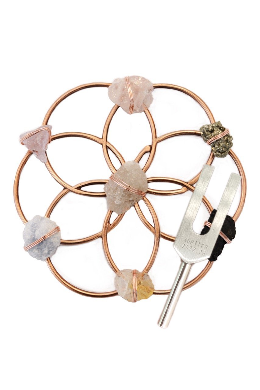 Tuning Fork & Multi Crystal Grid Instrument Set for Sound Healing