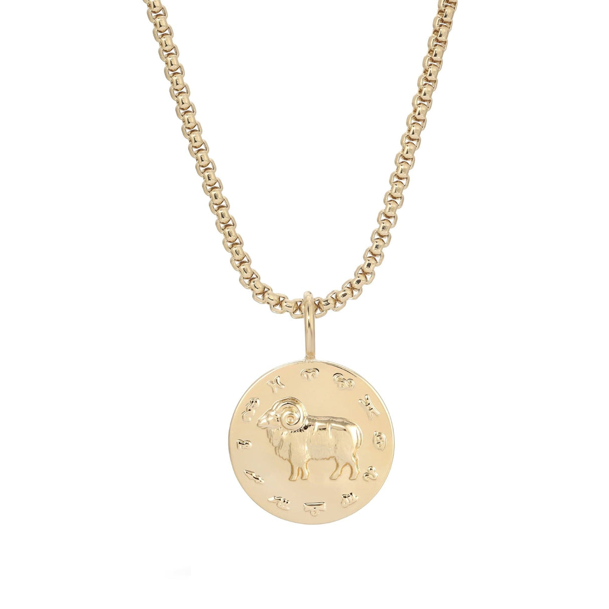 Zodiac Pendant & Thin Box Chain Necklace - Sumiye Co