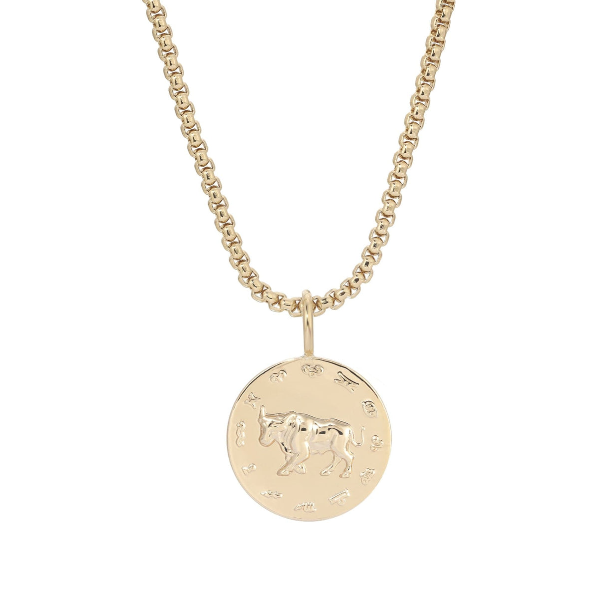 Zodiac Pendant & Thin Box Chain Necklace - Sumiye Co