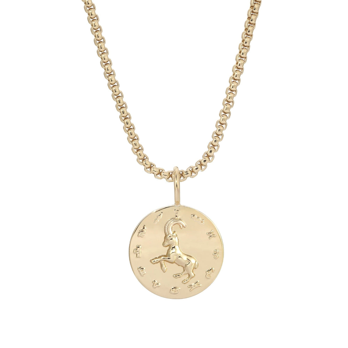 Zodiac Pendant & Thin Box Chain Necklace - Sumiye Co