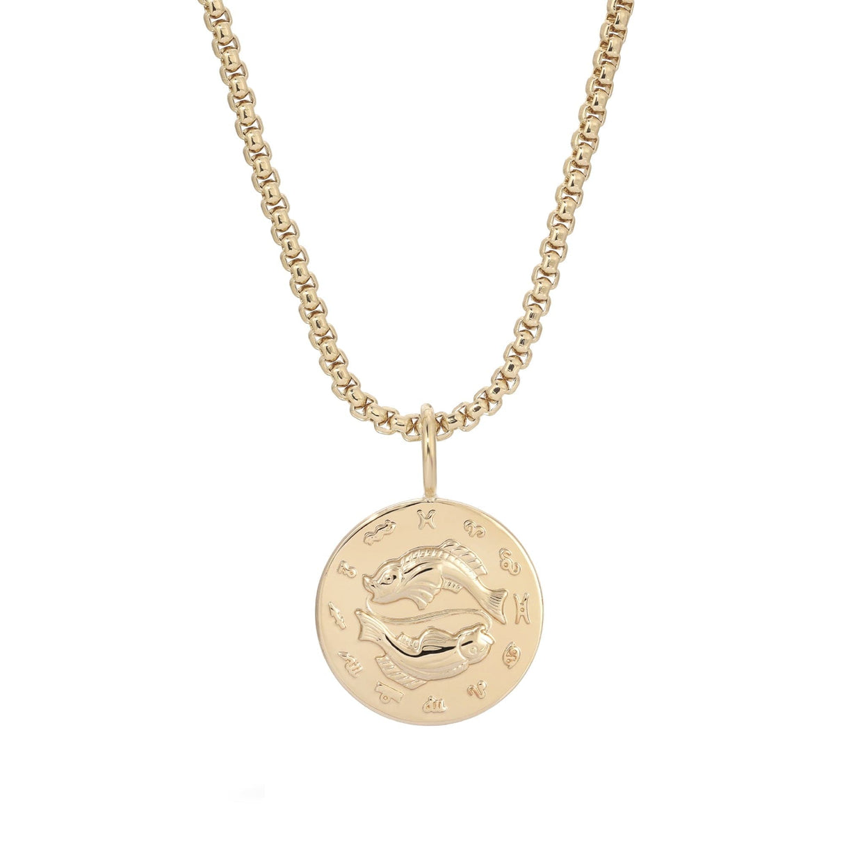 Zodiac Pendant & Thin Box Chain Necklace - Sumiye Co