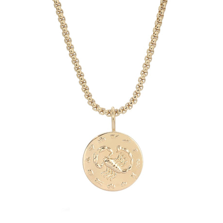 Zodiac Pendant & Thin Box Chain Necklace - Sumiye Co