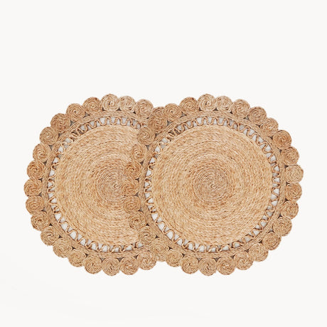 14" Placemat (Set of 2) | Jute Flower -0