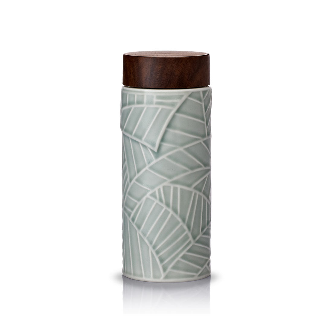 Ceramic Travel Tumbler | Jade Leaves (12 oz ) -0