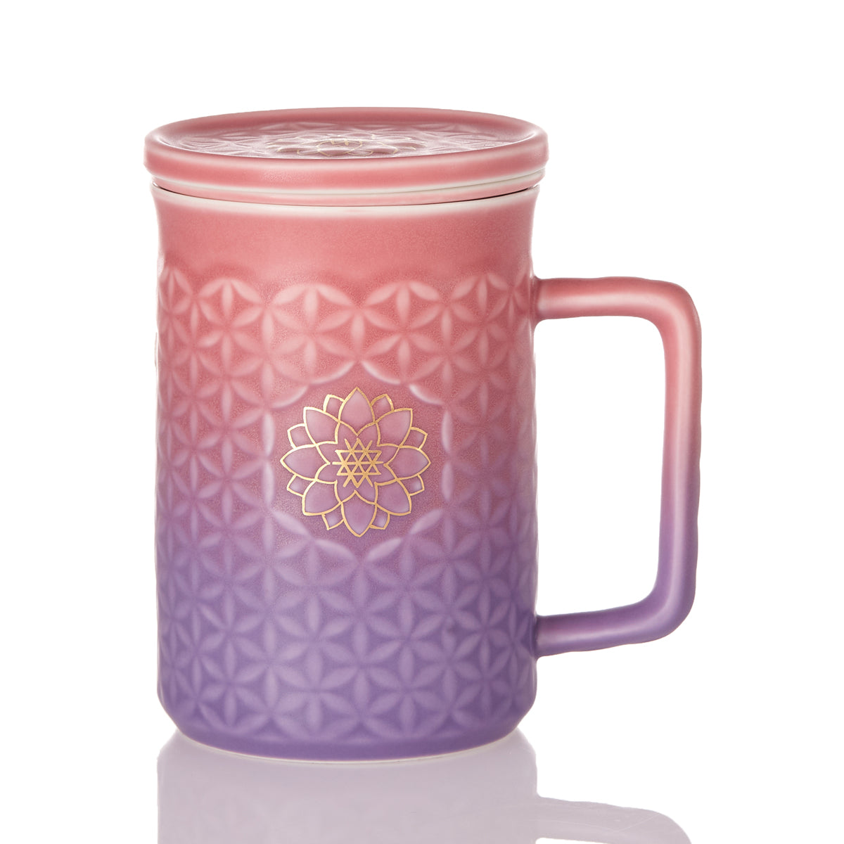 Purifying Ceramic Tea Mug with Infuser 16 oz | Flower of Life -0