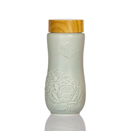 Ceramic Travel Tumbler | Golden Age Peony (12 oz ) -1