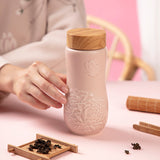 Ceramic Travel Tumbler | Golden Age Peony (12 oz ) -3