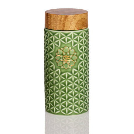 Ceramic Travel Mug | Flower of Life - Hand Painted Gold (14 oz)-0