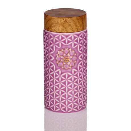 Ceramic Travel Mug | Flower of Life - Hand Painted Gold (14 oz)-1