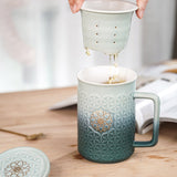 Purifying Ceramic Tea Mug with Infuser 16 oz | Flower of Life -2