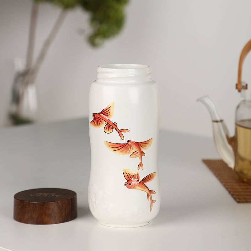 Ceramic Travel Mug | The Joy of Fish - Hand Painted (12 oz ) -2