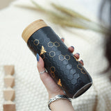 Ceramic Travel Mug | Honey Bee  - Hand Painted Gold (16 oz)-16