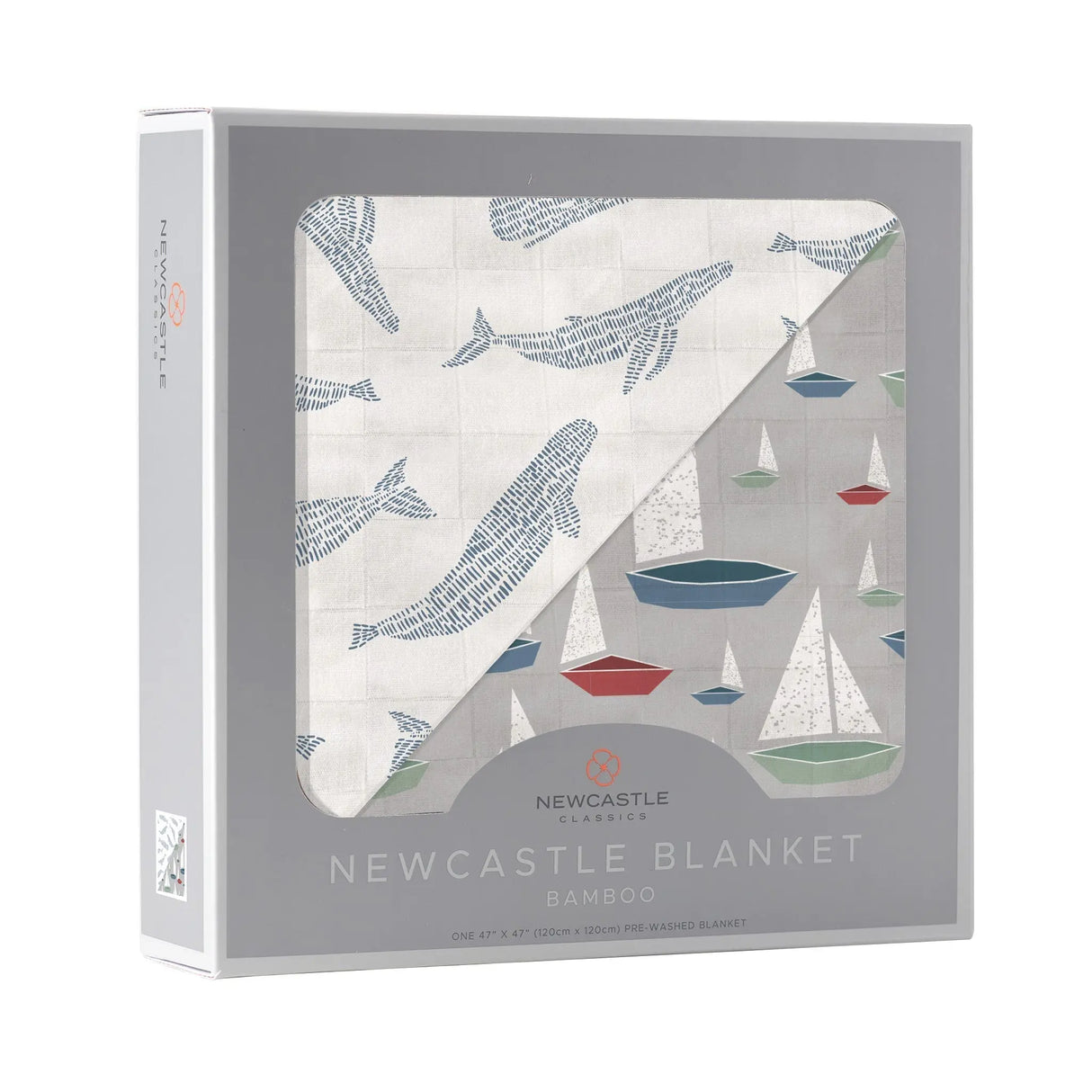 Baby Blanket | Bamboo Muslin - Blue Whales & Sailboats Newcastle Classics