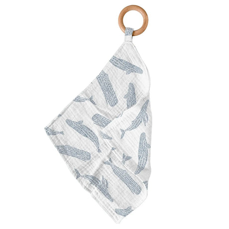 Baby Teether | Bamboo Muslin - Blue Whales Newcastle Classics