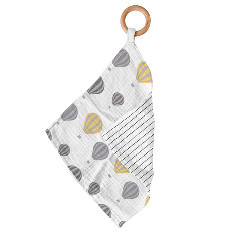 Baby Teether | Bamboo Muslin - Hot Air Balloon & Pencil Stripe Newcastle Classics