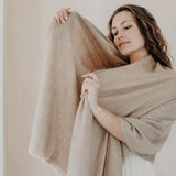 Beige Handloom Cashmere Scarf | Ethical Style SLATE + SALT