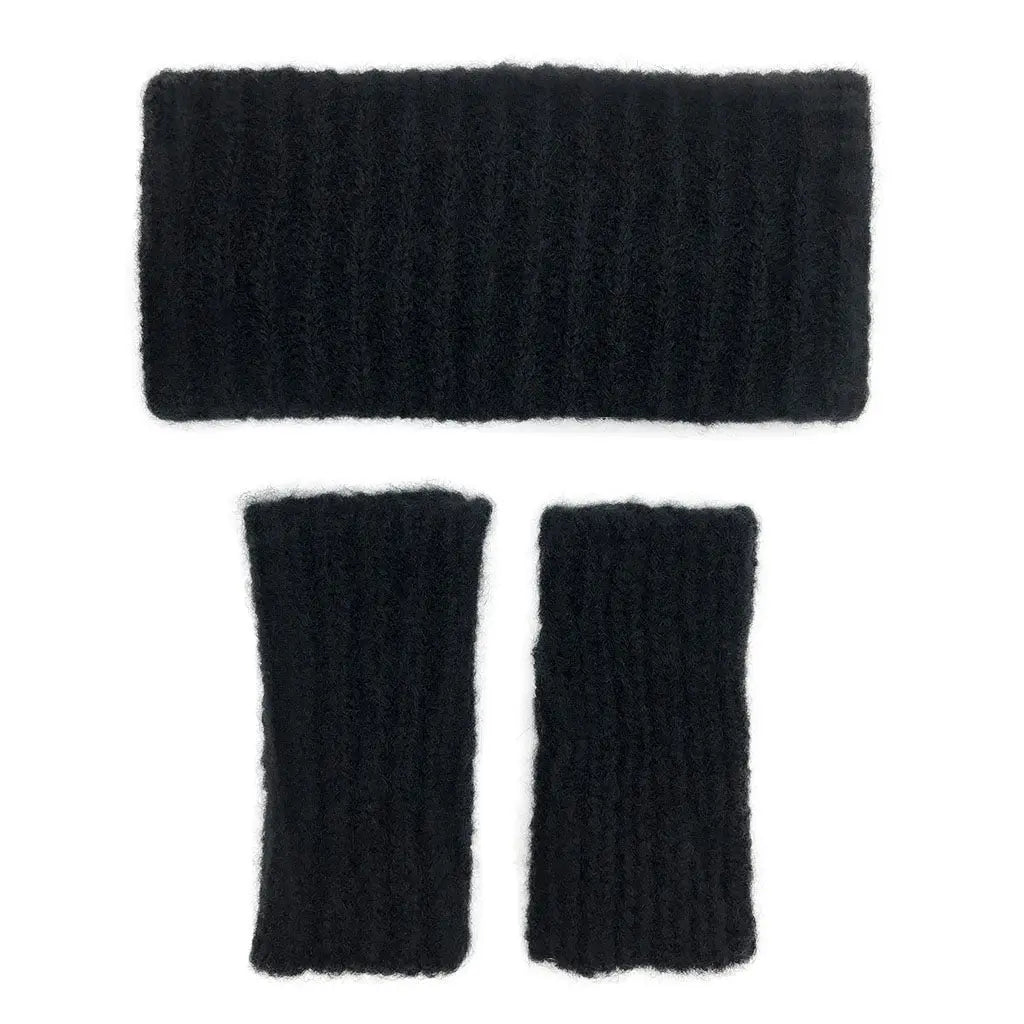 Black Ribbed Alpaca Ear Warmer | Ethical Style SLATE + SALT