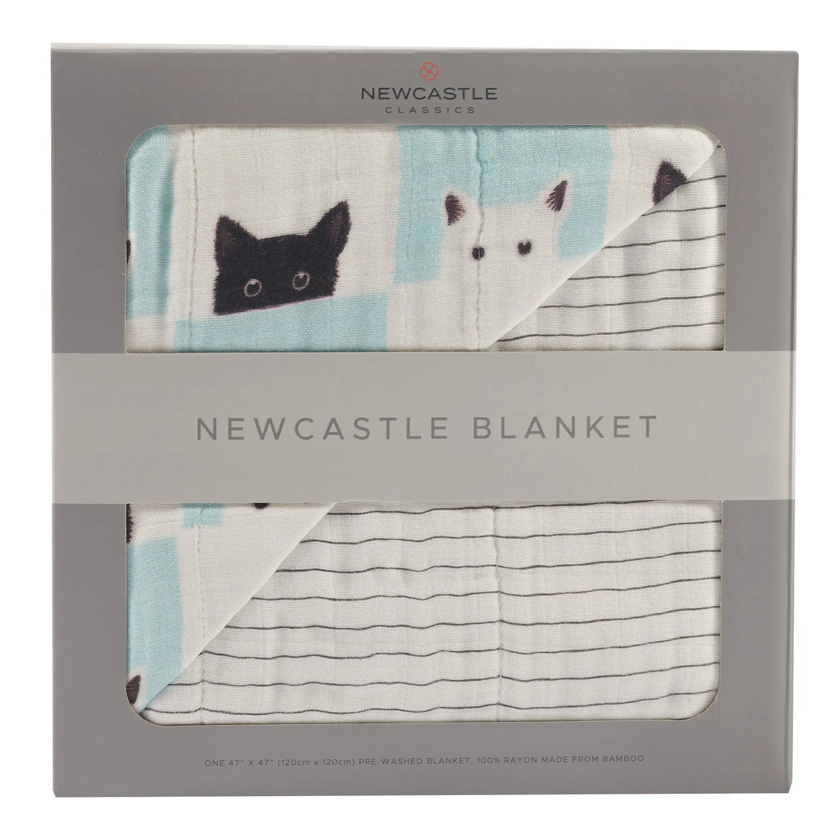 Blanket | Bamboo Muslin - Cats & Pencil Stripe Newcastle Classics