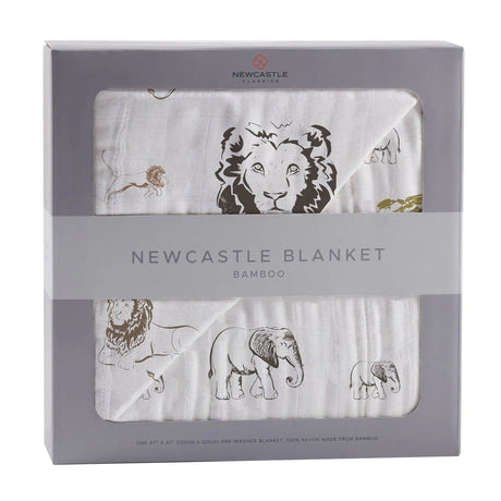 Blanket | Bamboo Muslin - Hear Me Roar Lion, Rhinos & Elephants Newcastle Classics