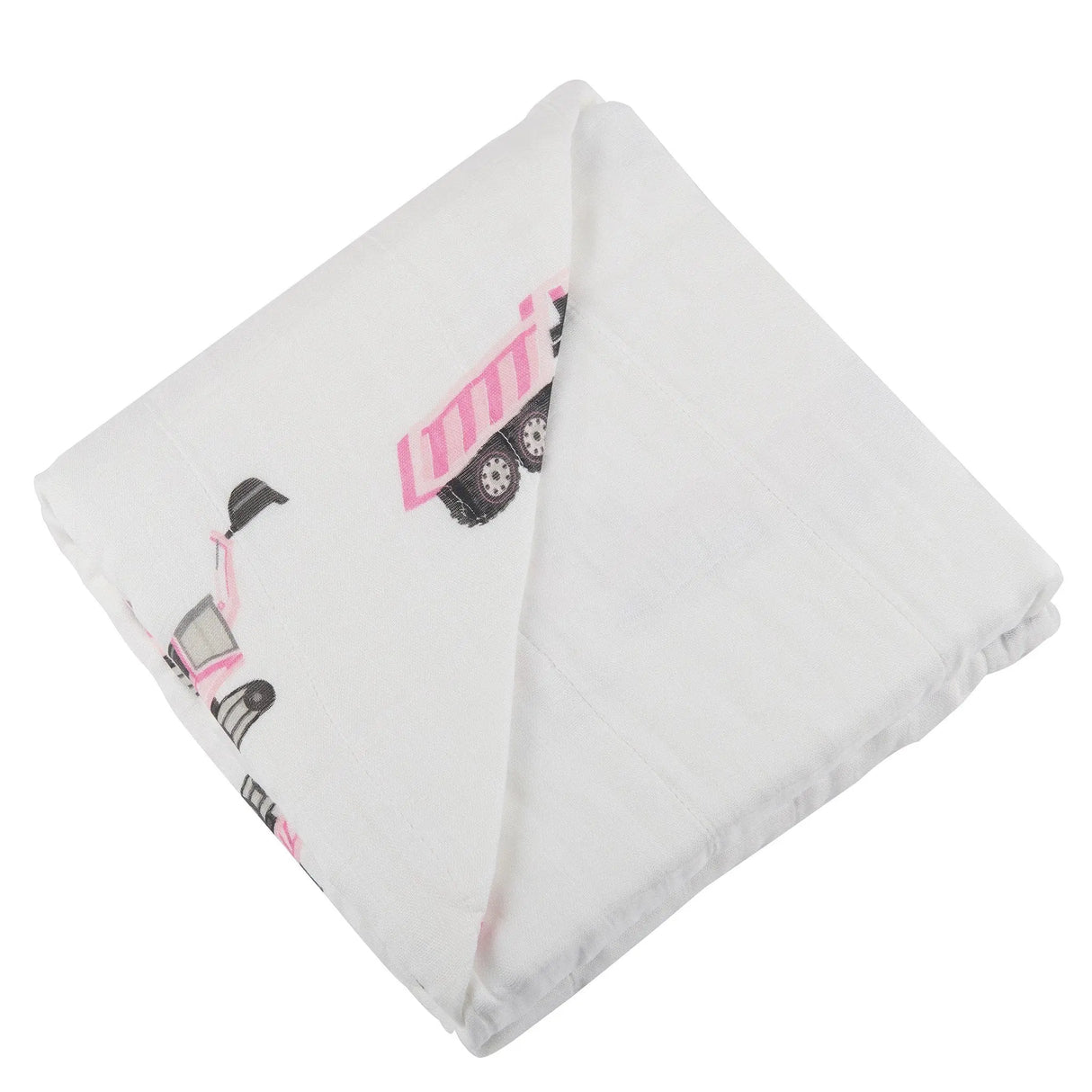 Blanket | Bamboo Muslin - Pink Digger & White Newcastle Classics