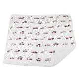 Blanket | Bamboo Muslin - Pink Digger & White Newcastle Classics