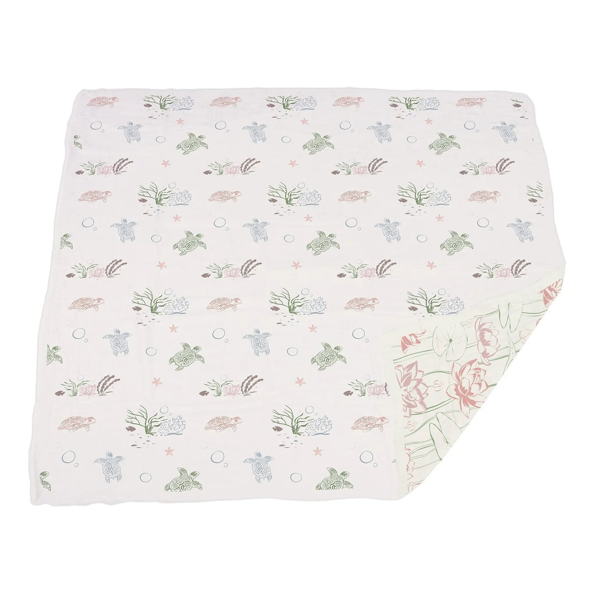 Blanket | Bamboo Muslin - Turtles & Water Lily Newcastle Classics