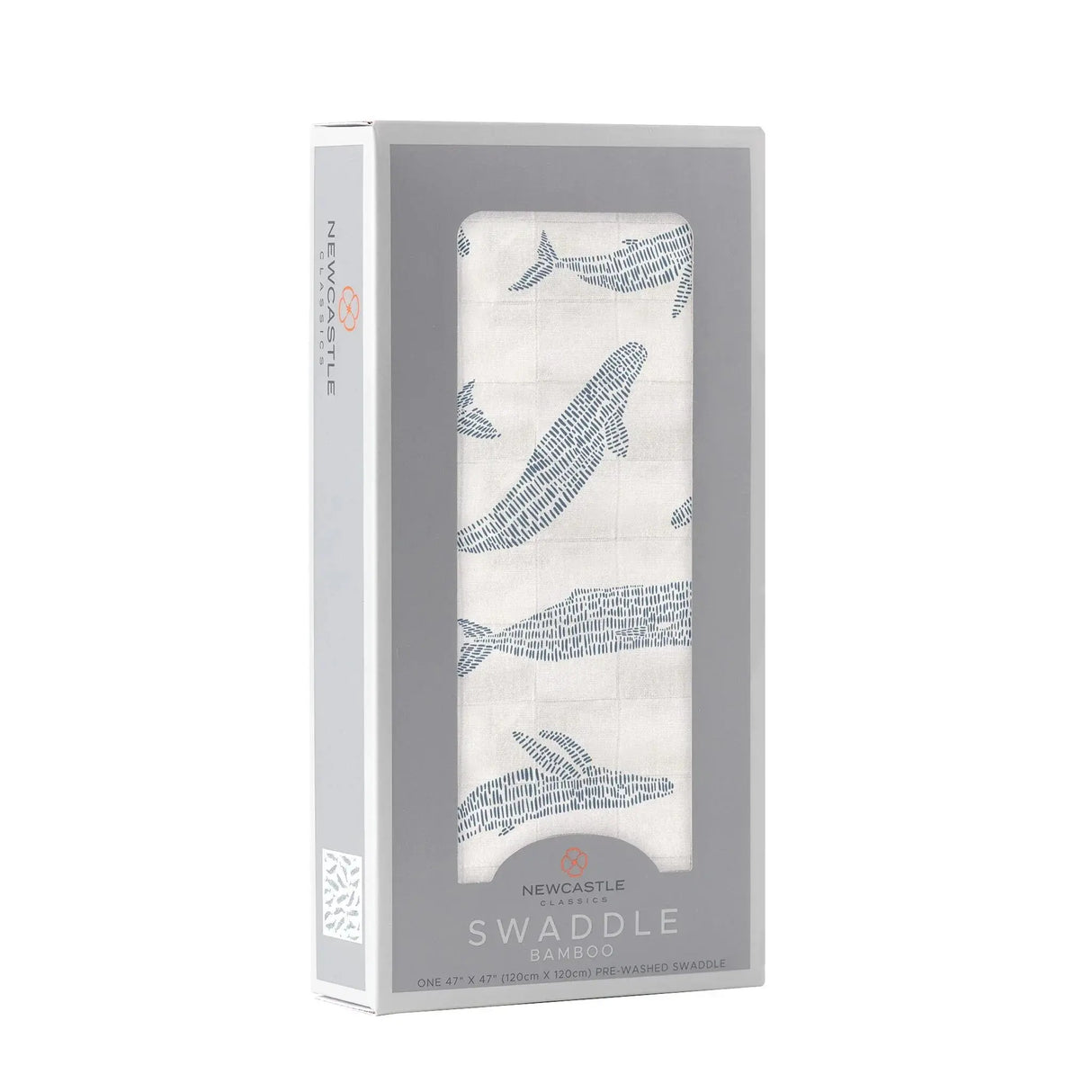 Blue Shadow Whales Bamboo Swaddle Newcastle Classics