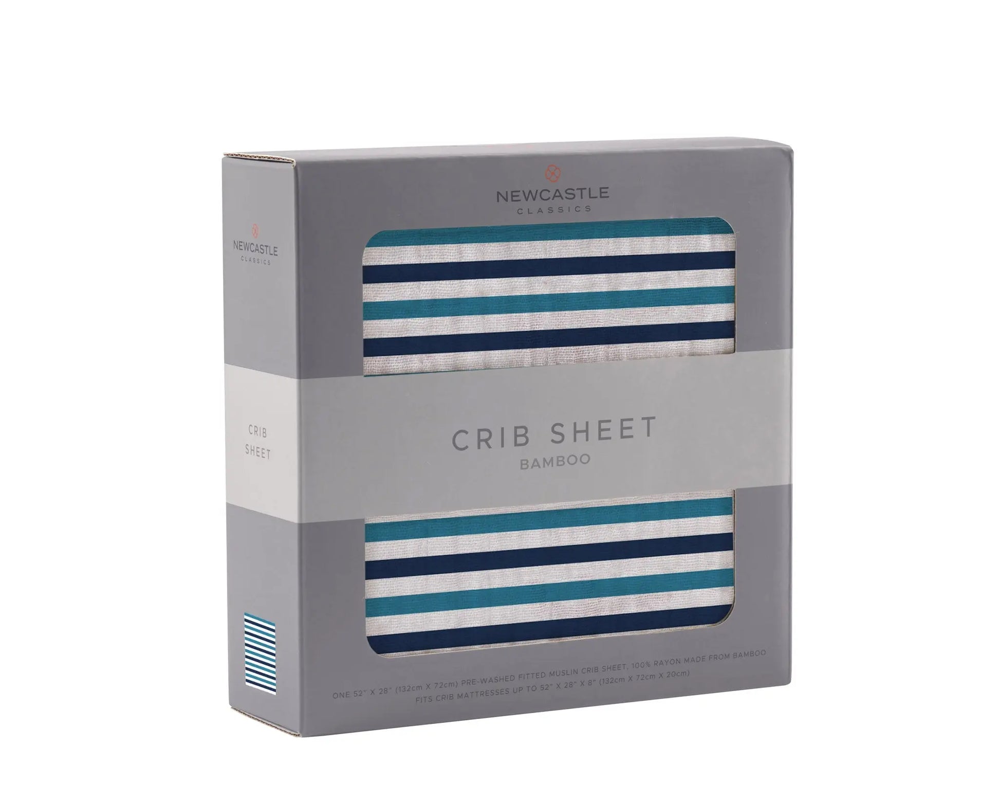 Blue and White Stripe Bamboo Crib Sheet Newcastle Classics