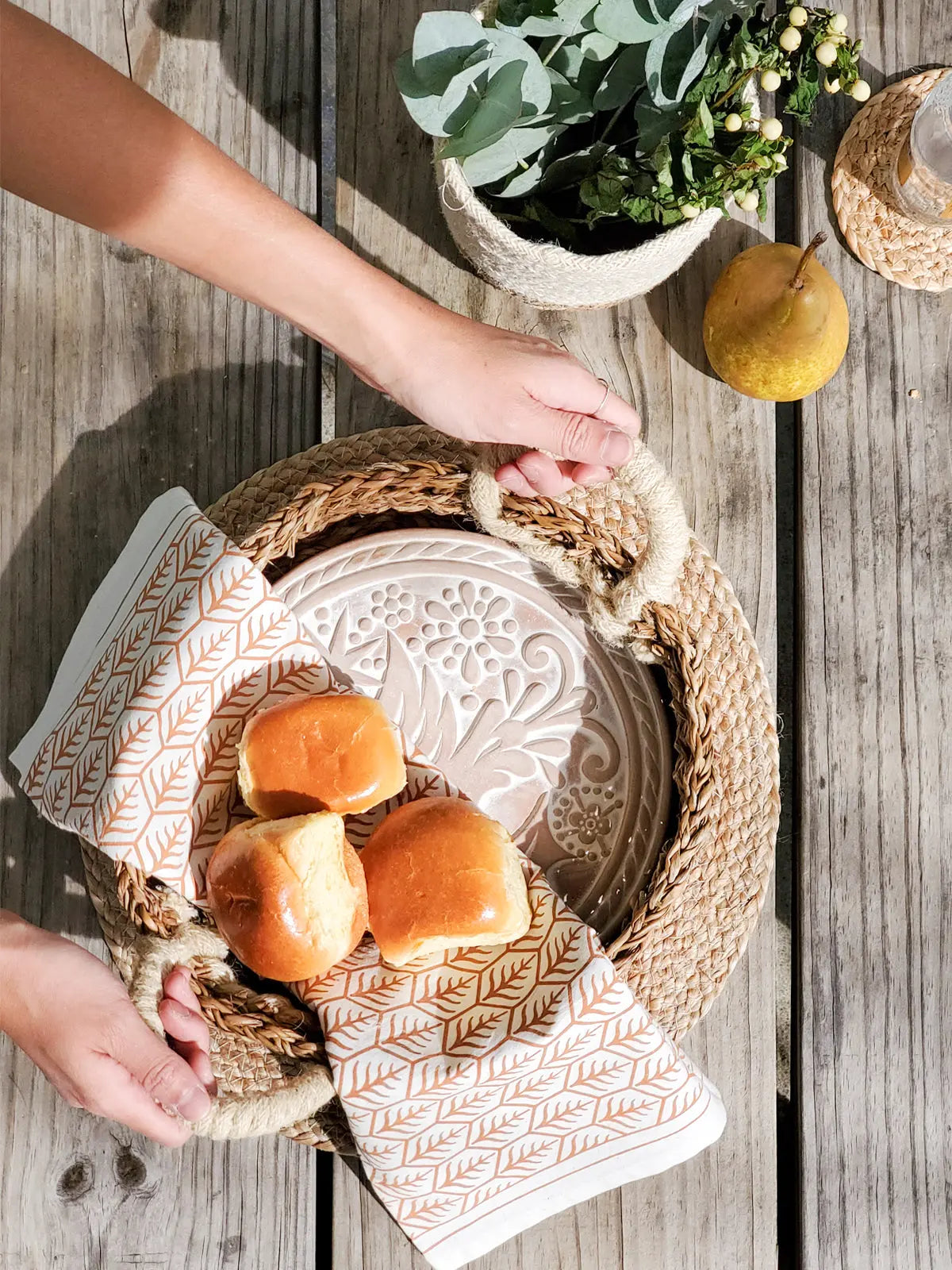 Bread Warmer & Basket Gift Set with Tea Towel - Bird Round KORISSA