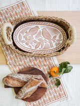 Bread Warmer & Basket Gift Set with Tea Towel - Lovebird Oval KORISSA