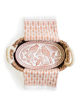 Bread Warmer & Basket Gift Set with Tea Towel - Lovebird Oval KORISSA