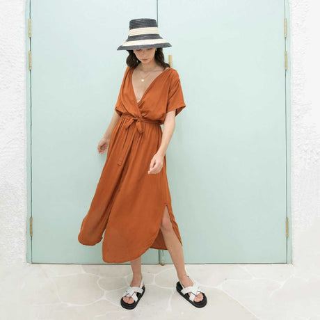 Burnt Orange Midi Dress  | Handmade in Bali Pink Haley