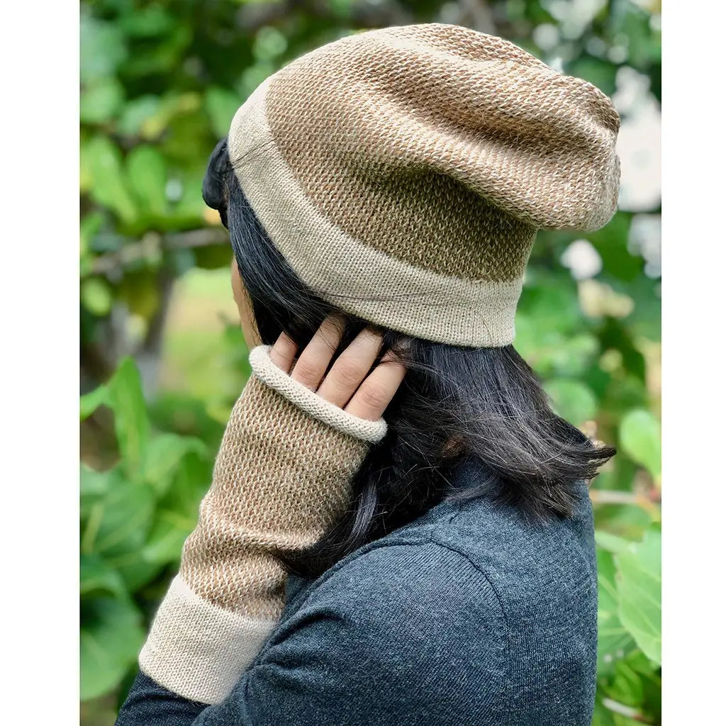 Camel Interwoven Alpaca Beanie | Ethical Style SLATE + SALT