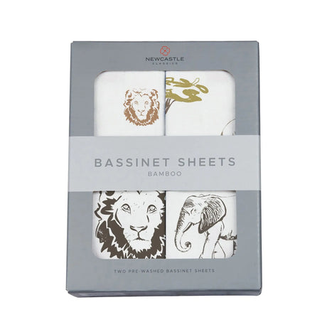 Changing Pad Cover/Bassinet Sheets 2PK | Lion, Rhinos & Elephants Newcastle Classics