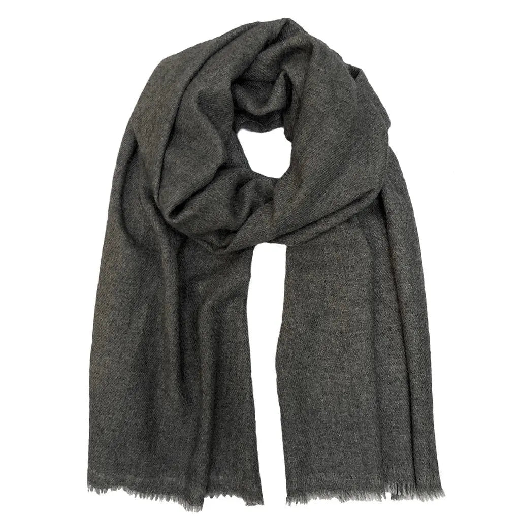 Charcoal Handloom  Cashmere Scarf | Ethical Style SLATE + SALT