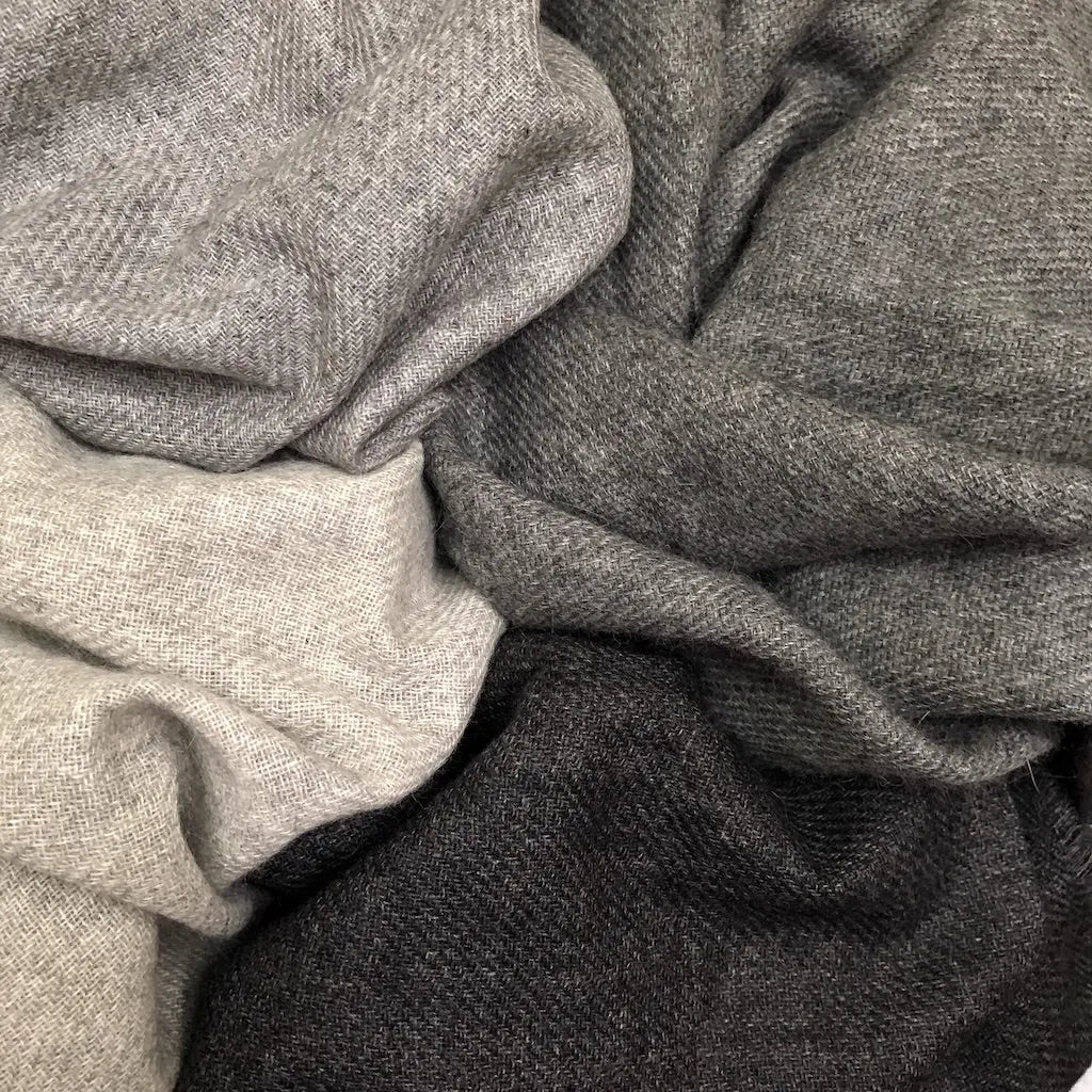 Charcoal Handloom  Cashmere Scarf | Ethical Style SLATE + SALT